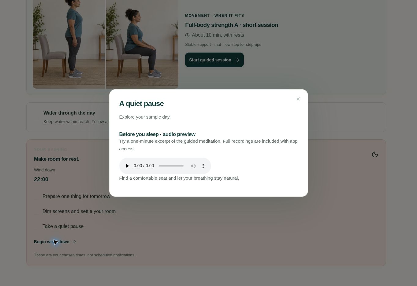 Real one-minute sleep meditation preview in FortyForward